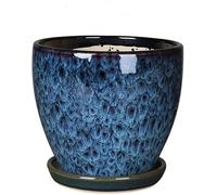 Récipient De Fleurs émaillées en Céramique Pot De Fleurs Bleu Européen Succulente Maison Intérieure Céramique Extra Large Salon Personnalité Bassin Vert avec Trou De, Blue,Green, 25.5CM