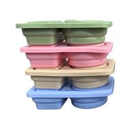 Récipient de préparation à collation - En silicone sans BPA - Deux compartiments - Empilable - Organisation peu encombrante pour les repas, le pique-nique, le travail, la vie quotidienne, le camping