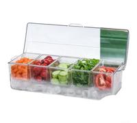 Récipient de rangement à salade avec 5 compartiments, boîte alimentaire en plastique sûre avec couvercle transparent, boîte à déjeuner multi-compartiments pour pique-nique et fête en plein air, (B)