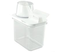 Récipient de rangement hermétique pour lessive en poudre - Grand distributeur de détergent à lessive avec cuillère pour dosettes et perles - Boîte transparente anti-humidité 2,3 litres (1100 ml)