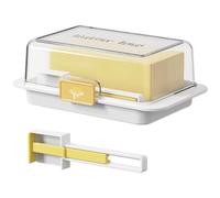 Récipient de rangement pour beurre avec couvercle, boîte à fromage en plastique avec grille de coupe et marqueurs de mesure, organisateur de cuisine moderne minimaliste pour portions de 1 g à 5 g