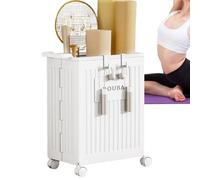 Récipient de rangement pour tapis de yoga, pliable, avec roulettes, organiseur peu encombrant pour tapis de yoga, rouleaux en mousse, bandes de résistance, support léger pour appareil de gymnastique à