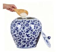 Récipient de rangement rétro en céramique avec couvercle - Boîte de cuisine pour farine de riz, grains de café, maïs et avoine - Solution élégante de stockage des aliments