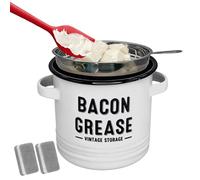 Récipient de récupération de graisse de bacon Pot en émail avec capacité | Conteneur pour graisse de cuisson pour la cuisson, le rôtissage, la friture, les vacances, le camping