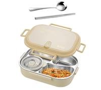 Récipient de repas en acier inoxydable - 4 ou 5 compartiments, récipient étanche | Boîte à lunch isotherme réutilisable avec couvercle sûr, espace portable pour le déjeuner au bureau, est