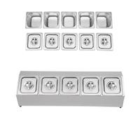 Récipient de service à condiments en acier inoxydable pour barbecue extérieur, organiseur d'assaisonnement, station de garniture de pizza avec couvercle, plateaux à compartiments pour chariot de grill