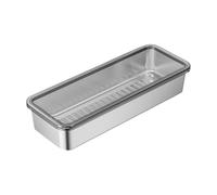 Récipient de stockage alimentaire avec couvercle, boîte à déjeuner rectangulaire en acier inoxydable, assiette de rangement pour réfrigérateur (style AS)