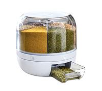 Récipient de Stockage de Céréales 6 Grilles 5 Kg/10 Kg Rotatif Réservoir de Céréales Hermétique pour Aliments Secs, Boîte Distributrice de Riz en Vrac Transparente en Plastique Sans(5Kg)