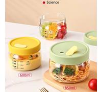 Récipient de stockage de nourriture en verre de 600 à 850ml, bol hermétique et étanche pour aliments pour bébé avec échelle, récipient de préparation de repas sûr pour micro-ondes et congélateur Green