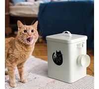 Récipient de Stockage de Nourriture pour Chien de 6 L, Bac à Nourriture en Métal pour Chat avec Tasse à Mesurer, Boîte de Nourriture pour Chat Couvrant Les Couvercles et Les Cuillères,(#1)