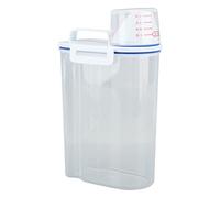 Récipient de Stockage Hermétique pour Riz, Bac Transparent pour Farine de Céréales, Baril de Stockage de Riz avec Conception Hermétique et Tasse à Mesurer pour Flocons D'avoine, (2kg Blanc)