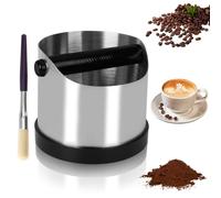 Récipient de tapotement pour porte-filtre, 700 ml, en acier inoxydable, avec barre en caoutchouc amovible et brosse de nettoyage, boîte de frappe silencieuse, compatible avec de nombreuses machines à