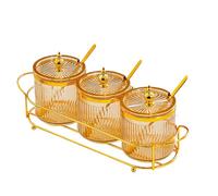Récipient de troupes à épices - Pot de stockage hermétique pour sucre | Bouteilles d'épices avec couvercle et cuillère Histoire des épices | Conteneur à épices | Bouteilles en verre pour la maison, le