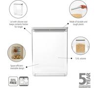 Récipient Empilable Tasty+ Récipient Alimentaire Hermétique Avec Joint En Silicone Pour Cuisine Au Format Xxl Pour Aliments Secs Et Humides, Sucre, Farine Capacité 35,4 L Light Grey