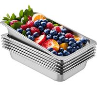 Récipient en acier inoxydable 6 pcs Récipient pour aliments Récipient pour aliments, assiette antiadhésive, 537 x 330 x 90 mm Récipient de maintien au chaud commercial pour aliments, tartes, soufflés,