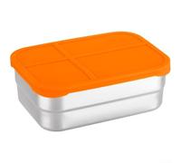 Récipient en acier inoxydable de qualité alimentaire avec couvercle en silicone flexible pour le contrôle des portions et des habitudes alimentaires saines (orange) 720 ml