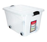 Récipient en plastique KADAX avec roulettes, boîte de rangement en plastique