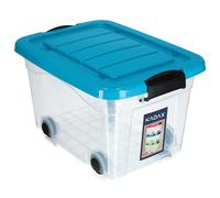 Récipient en plastique KADAX avec roulettes, boîte de rangement en plastique ...