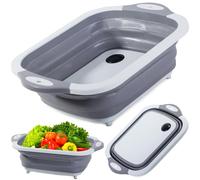 Récipient en silicone basse pliant 2v1 avec un trou de vidange 5L et une planche