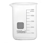 Récipient en verre de laboratoire Bécher de forme basse en verre borosilicaté G3.3 10 à 5000 ml, tasse mesurer professionnelle graduée, 1 pièce(5000)