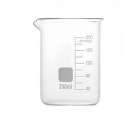 Récipient en verre de laboratoire Pichet transparent gradué de 5 à 250 ml, bécher forme basse en verre borosilicaté G3.3, outil mesure des millilitres, 1 pièce(200ml)