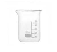 Récipient en verre de laboratoire Pichet transparent gradué de 5 à 250 ml, bécher forme basse en verre borosilicaté G3.3, outil mesure des millilitres, 1 pièce(50ml)