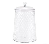 Récipient en verre vert gaufré pour usage domestique avec couvercle lisse et sécurisé pour garde-manger, cuisine ou rangement décoratif (5 L)