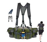 Récipient extérieur de la section médiane: ceinture étanche, sac de randonnée | Sac de course réglable avec porte-bouteille pour la marche, la chasse, le fitness sur sentiers, utilisé par paire, Vert