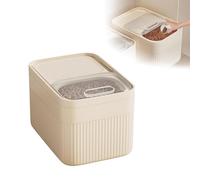Récipient hermétique de stockage d'aliments pour animaux domestiques, jusqu'à 13,6 kg, pour chien, chat et autres aliments pour animaux de compagnie avec tasse à mesurer, seau de rangement (blanc, L)