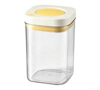 Récipient hermétique pour aliments - 1,1 l - Avec joint sous vide - Pour céréales, café, thé - Empilable - En plastique PET - 10,8 x 14,6 cm - Jaune