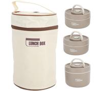Récipient Isotherme De Déjeuner Fait De L'acier Inoxydable 304,Boîte À Thermique Ronde Scellée,Avec Le Sac Thermique,Récipient Portatif De Déjeuner (3 Cartons)