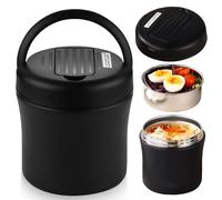 Récipient isotherme pour aliments - 1200 ml - En acier inoxydable - Avec couvercle et cuillère - Portable - Avec poignée - Anti-fuite - Pour soupes et porridge