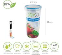 Récipient plastique rond hermétique 1.600 ml. Ø 12 x 24 (H.) cm.