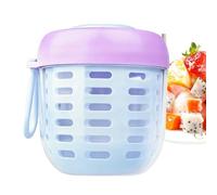 Récipient pour stocker une salade de fruits | 500 ml récipients réutilisables anti-gouttes avec poignée | Tasses à salade avec couvercle et fourchette, pour le petit déjeuner, le déjeuner, la