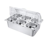 Récipient rectangulaire en acier inoxydable pour buffet et traiteur - Boîte à condiments pratique en acier inoxydable