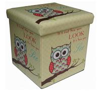 Récipient Refermable Pouf En Cuir Écologique Hibou Multicolore