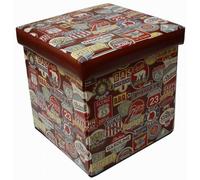 Récipient Refermable Pouf En Cuir Écologique Plaques Multicolore