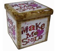 Récipient Refermable Pouf En Cuir Écologique Smile Multicolore