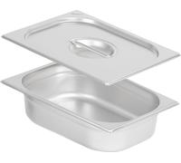 Récipient repas GN 1/2 avec couvercle, Hauteur 100 mm, Récipient chauffant en acier inoxydable, Convient pour chafing dish