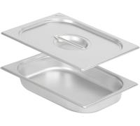 Récipient repas GN 1/2 avec couvercle, Hauteur 65 mm, Récipient chauffant en acier inoxydable, Convient pour chafing dish