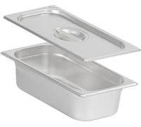 Récipient repas GN 1/3 avec couvercle, Hauteur 100 mm, Récipient chauffant en acier inoxydable, Convient pour chafing dish