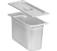 Récipient repas GN 1/3 avec couvercle, Hauteur 200 mm, Récipient chauffant en acier inoxydable, Convient pour chafing dish