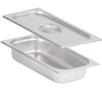 Récipient repas GN 1/3 avec couvercle, Hauteur 65 mm, Récipient chauffant en acier inoxydable, Convient pour chafing dish