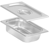 Récipient repas GN 1/4 avec couvercle, Hauteur 65 mm, Récipient chauffant en acier inoxydable, Convient pour chafing dish