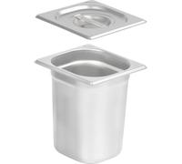 Récipient repas GN 1/6 avec couvercle, Hauteur 200 mm, Récipient chauffant en acier inoxydable, Convient pour chafing dish