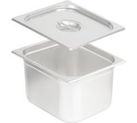 Récipient repas GN 2/3 avec couvercle, Hauteur 200 mm, Récipient chauffant en acier inoxydable, Convient pour chafing dish