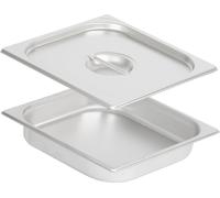 Récipient repas GN 2/3 avec couvercle, Hauteur 65 mm, Récipient chauffant en acier inoxydable, Convient pour chafing dish