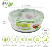 Récipient rond hermétique en verre de 850 ml. Ø 165 x 8 (hauteur) cm.