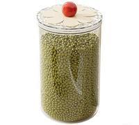 Récipient rond transparent en PET pour aliments secs, collations, céréales et articles de garde-manger avec joint hermétique en silicone pour le contrôle de l'humidité (2 000 ml)