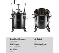 Récipient sous pression pour peinture en aérosol, capacité, raccord d'air 1/4", orifice de sortie 3/8", 20L